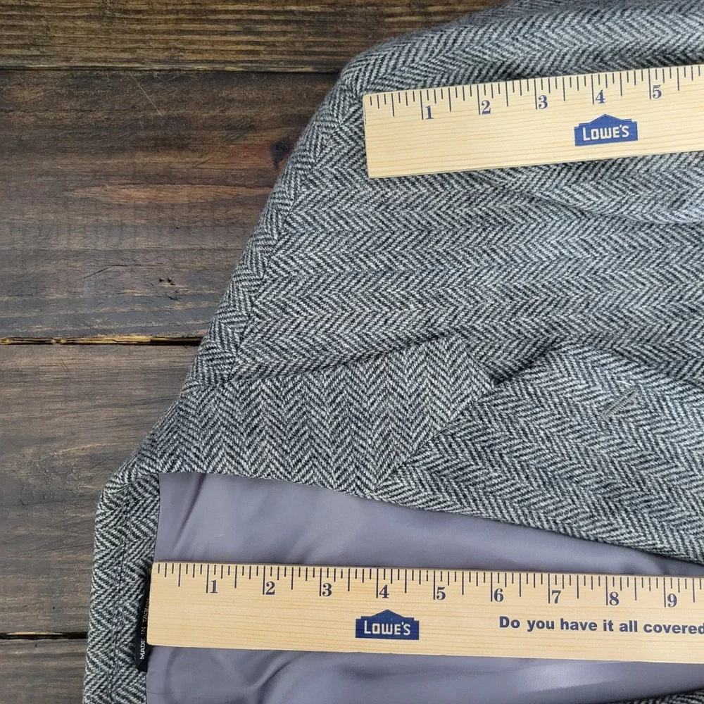 Joe Namath Men's‎ Tweed Sport Coat Blazer Two Button Gray Herringbone Wool 46L